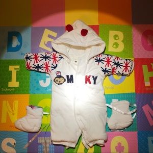 Baby winter hooded puffer coverall